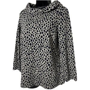 Ann Taylor Sweater Women's Small Black Cream White Cheetah Leopard‎ Turtleneck